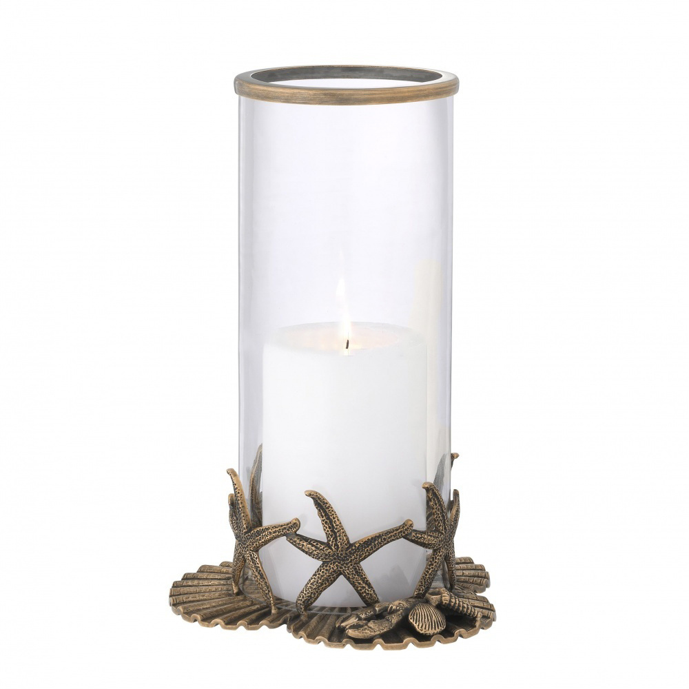 Candle Stand Glass With Round Shape Sea Star Design Glass candle holder For Home Decoration