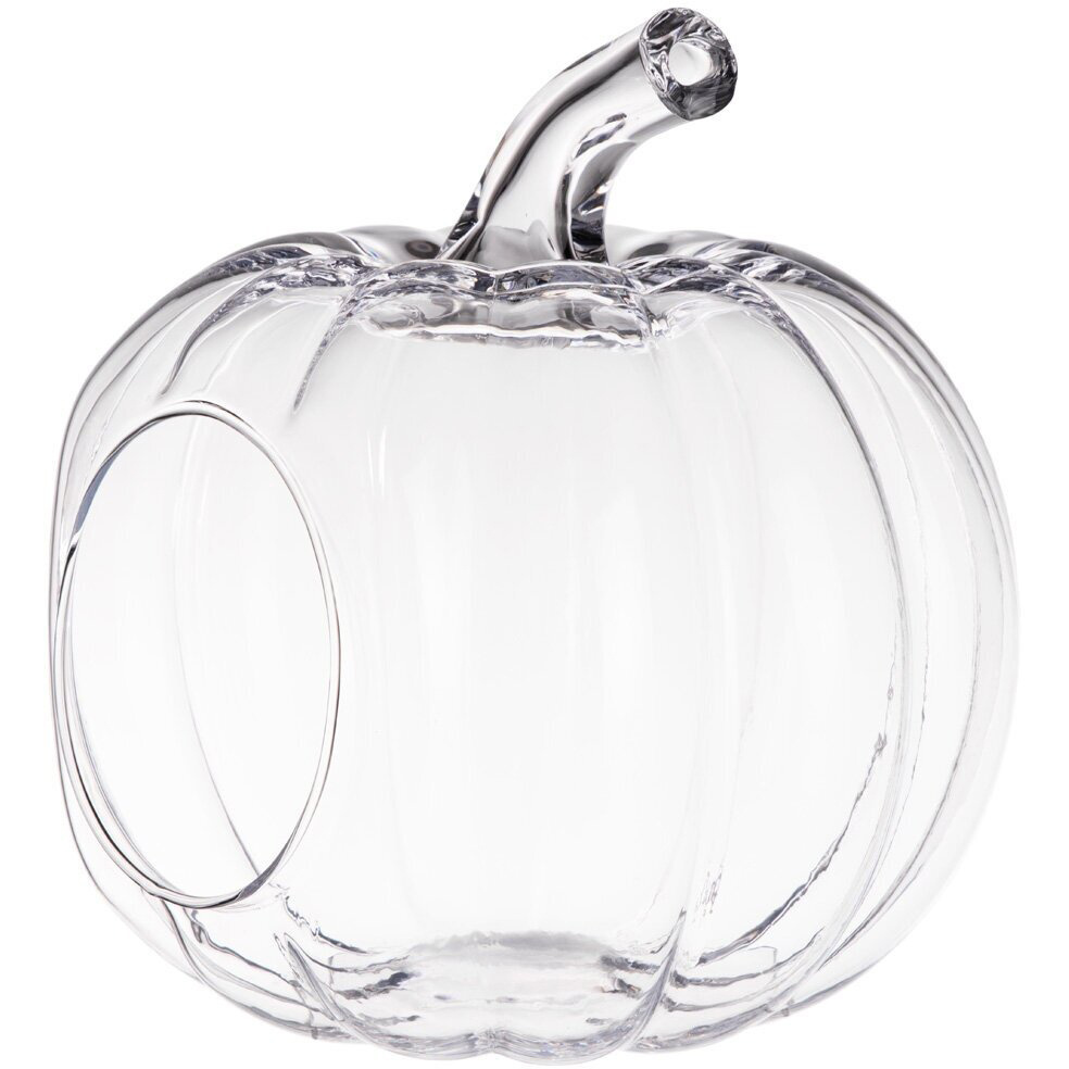 Hand Blown Transparent Pumpkin Glass Bubble Candlestick Optic Orb Glass Tealight Votive Candle Holder for Desktop Decor