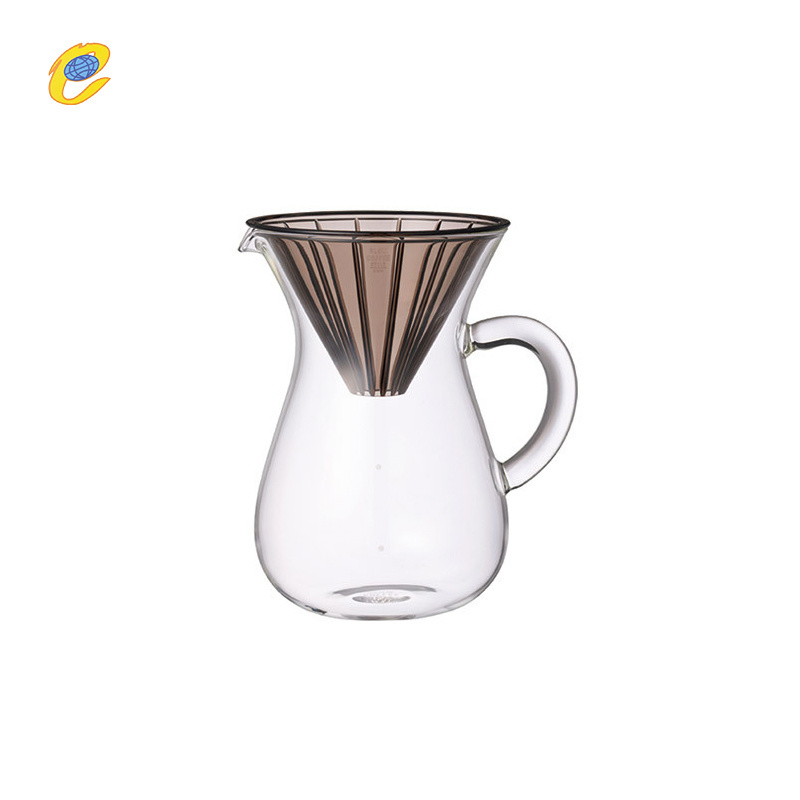 Portable Paperless Drip Coffee Brewer Pour Over Set With Stainless Steel Mesh Filter Clear Glass Coffee Sharing Pot