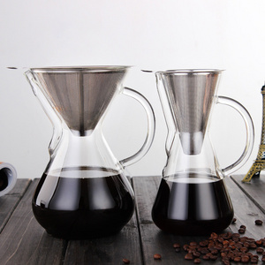 High borosilicate glass coffee maker high temperature resistant Pour-over coffee sharing pot with stainless steel filter