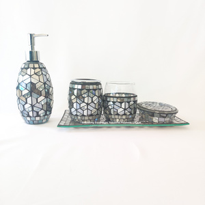 Factory Hand Made Silver Mosaic Bathroom Accessories Set Modern Style For Bathroom Decoration