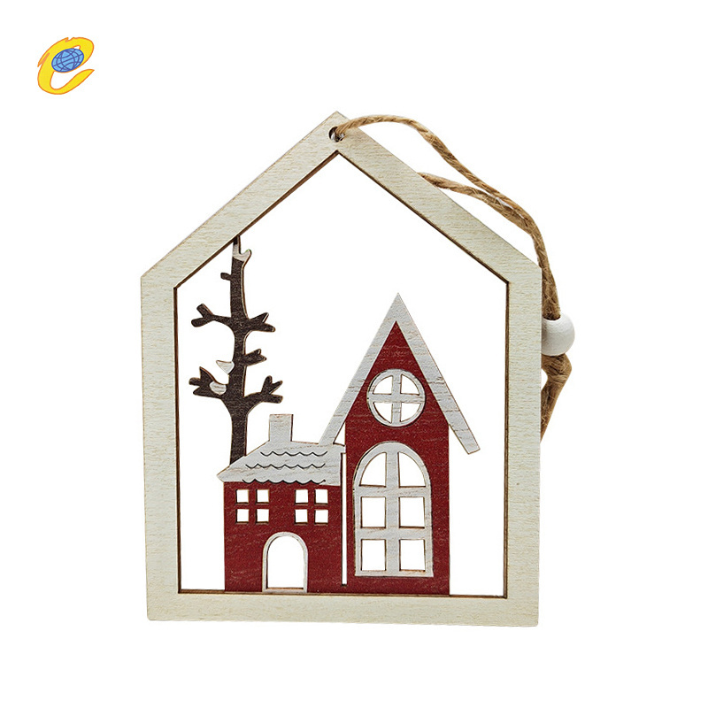 New Design Christmas Wooden Pendants Ornaments Xmas Tree Wood Crafts Gift for Home Christmas