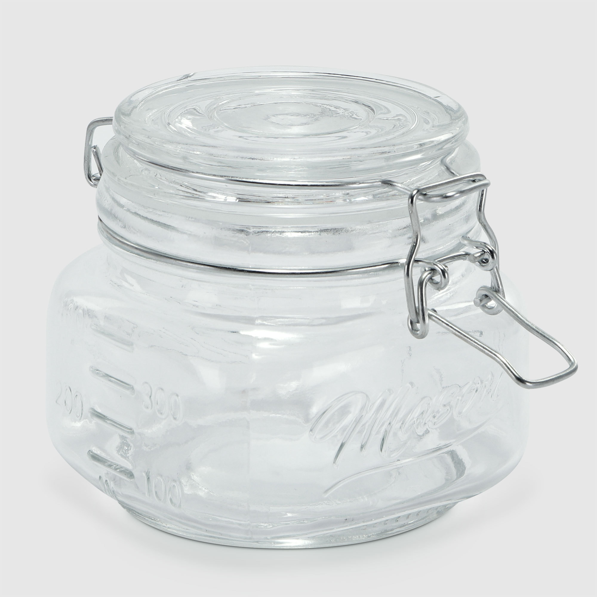 Square Storage Metal Clip Clamp Top Glass Jars with Hinged Lids glass food storage jar glass sealed food cereal