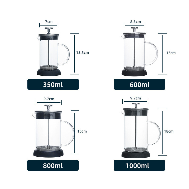 Best-selling Easy Clean Borosilicate Glass Tea Kettle French Press Coffee Maker Hand Brewing Pot