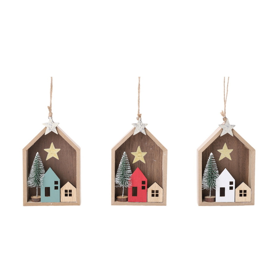 New Design Christmas Wooden Pendants Ornaments Xmas Tree Wood Crafts Gift for Home Christmas