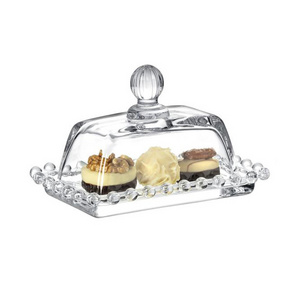 Classic Butter Serving Dish Clear Cheese Sugar Glass Plate Butter Dish with Cover Rectangle Glass Butter Dish