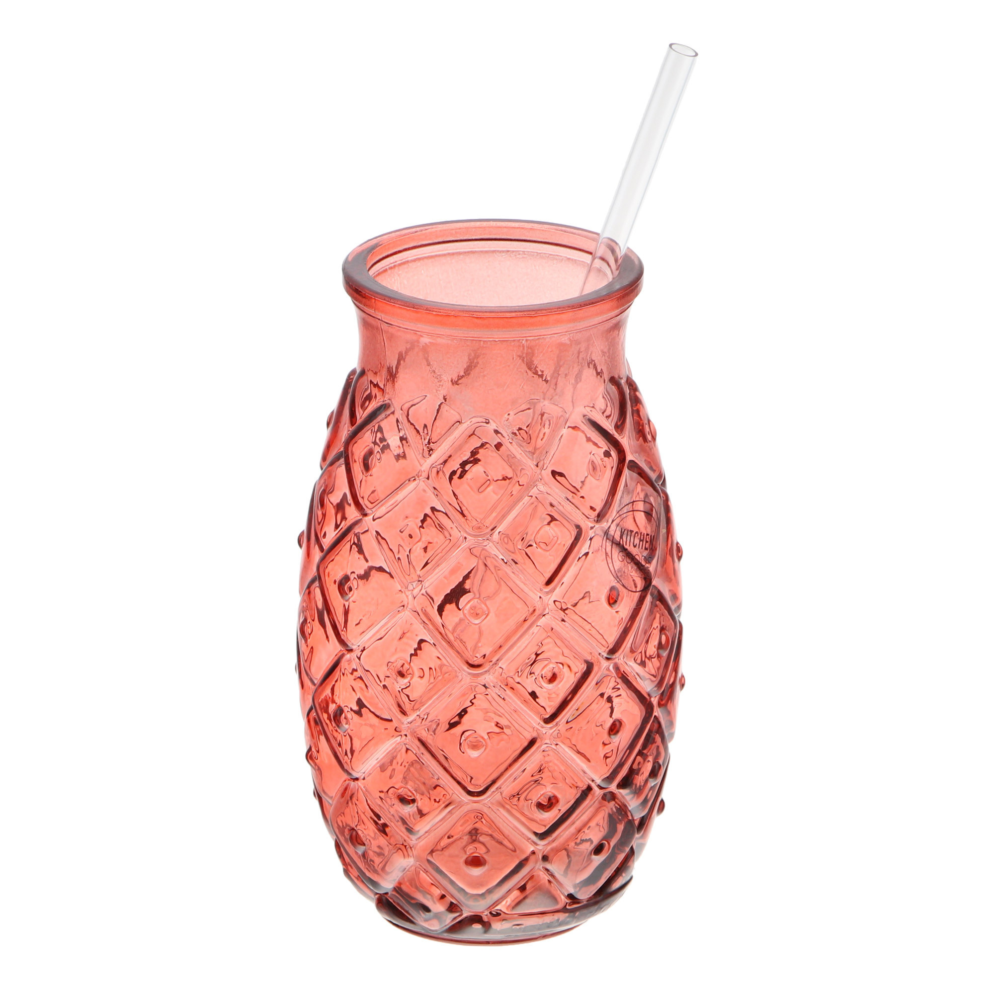 Creative Pineapple Shaped Glass Cup Clear Bar Glassware Stemless Cocktail Whiskey Glasses Wine Drinking Cup With straw and lid