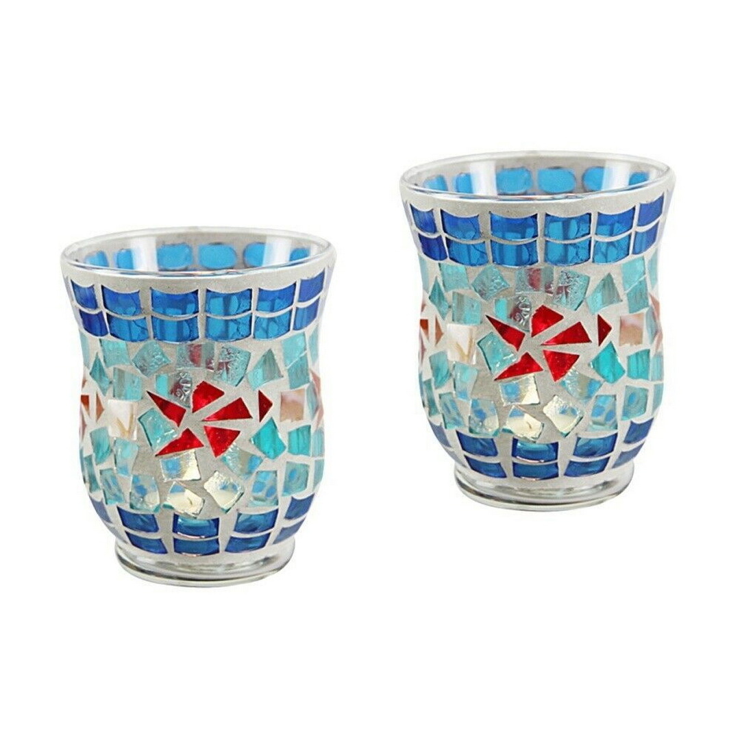 Wholesale Cracked Glass Mosaic Votive Candle Holder Handmade Glass Candle Holder For Tealight