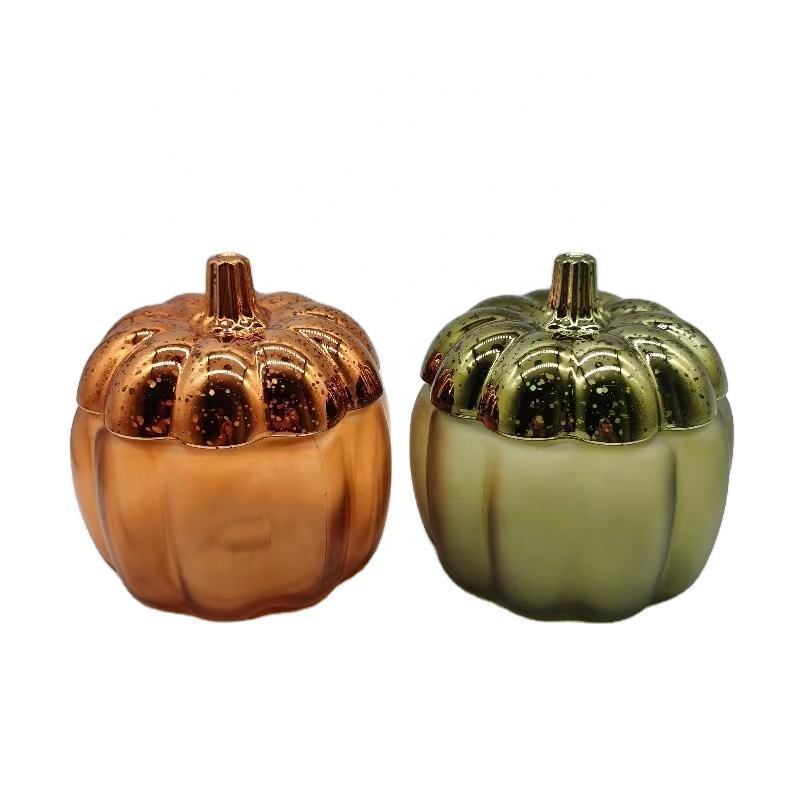 Halloween glass pumpkin jar with lid for holiday decoration wedding candy jar pumpkin shaped glass jar