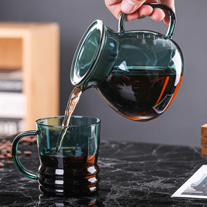 Wholesale Coffee Tea Pot Glass Drip Filter Coffee Maker With Lid and Silicone Ring Colored Clear Teapot Sharing Pot Kettle