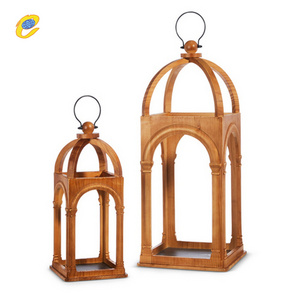 Wooden Candle Lantern Vintage Design With Metal Circle Facility for Indoor outdoor Home Garden Decoration Lantern