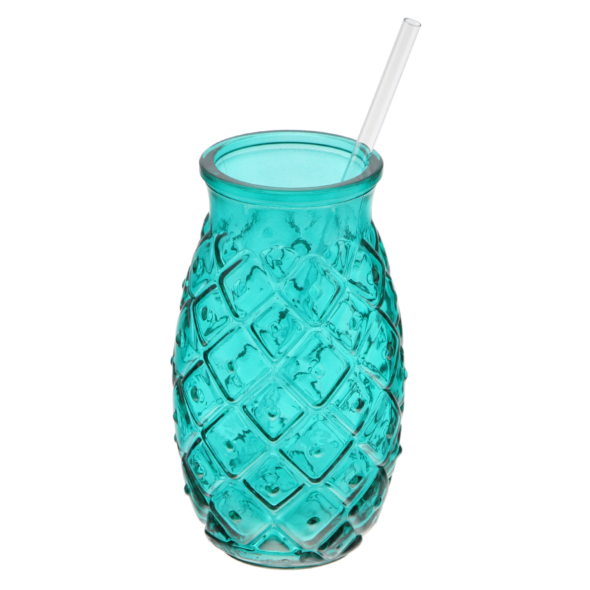 Creative Pineapple Shaped Glass Cup Clear Bar Glassware Stemless Cocktail Whiskey Glasses Wine Drinking Cup With straw and lid