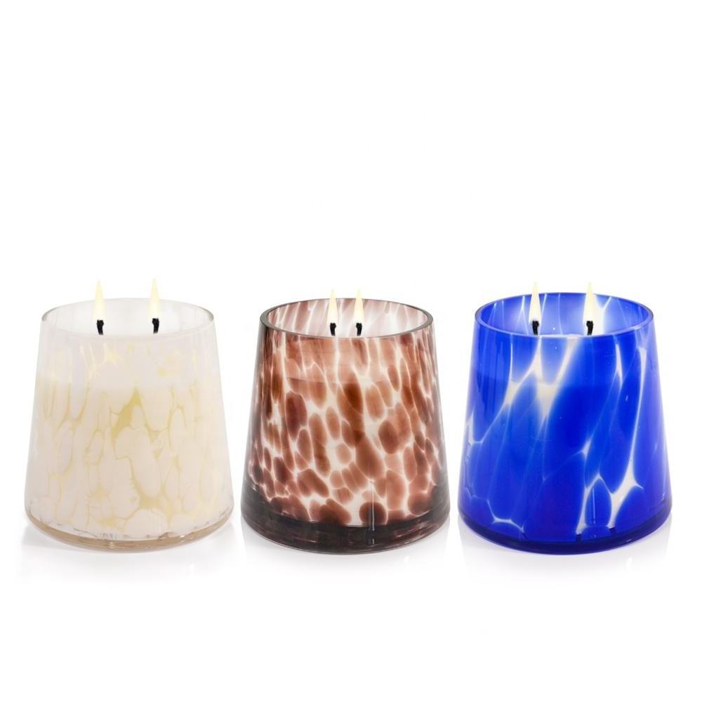 Hand Made Luxury Flecked Candle Holder Votive Glass Candle glass jar with colourful dot