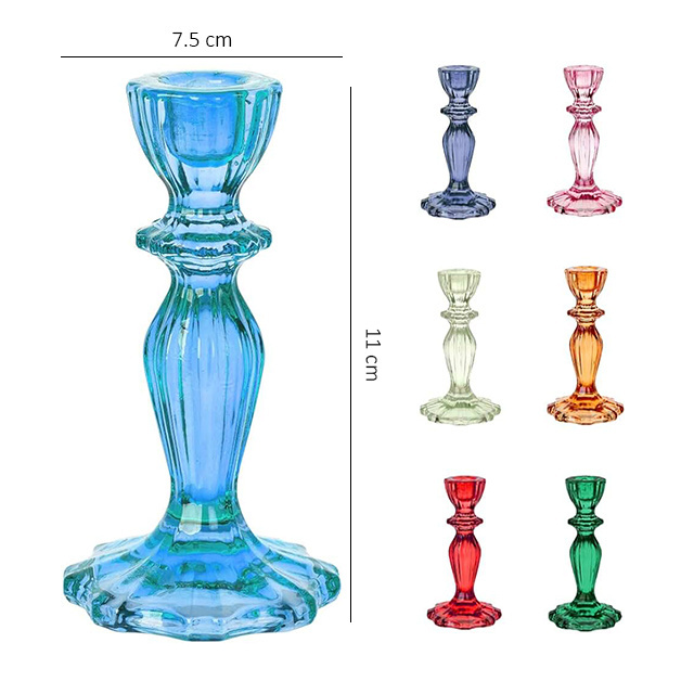 Luxury Home Decoration Glass Candle Stand Clear Elegant Crystal Glass Candle Stand Glass Taper Candle Stand