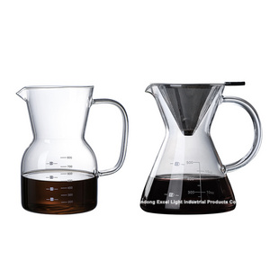 Paperless Drip Coffee Brewer Pour Over Set Stainless Steel Mesh Filter Clear Measuring Glass Coffee Maker