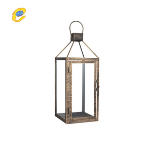 Metal Glass Lantern Portable Handheld Retro Candle lamp Camping Light Flame Light Lantern Outdoor Indoor Use