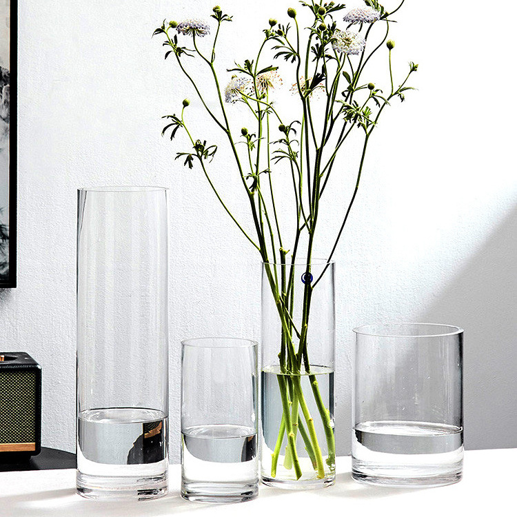 Large Big Clear Simple Cylinder Tall Clear Flower Glass Vase  Glass Vase Clear vases for weddings centerpiece