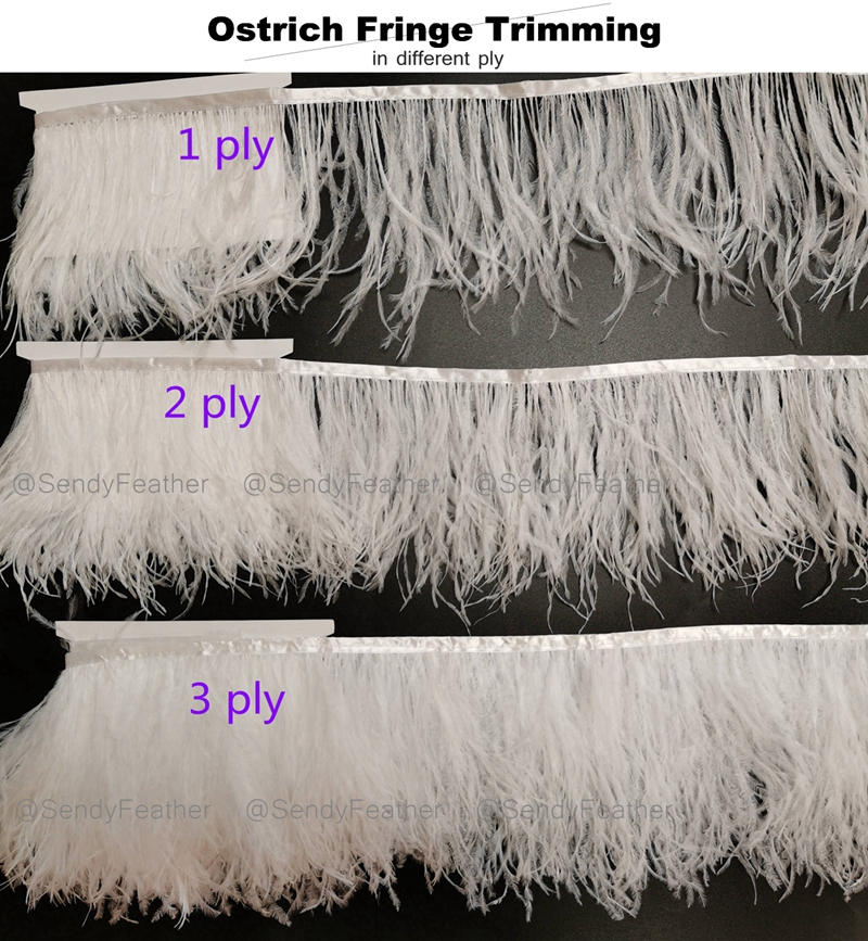 Wholesale  6-8cm Feather Lace Dyed  Feather fringe lace trim Ostrich Feather fabric trimming For Dress Sewing Costumes