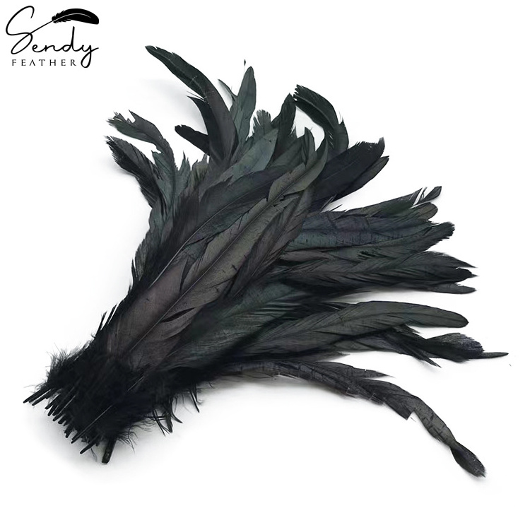 Bulk Price 35-45cm Black Rooster Feathers Wholesale Rooter Coque Tails For Headdress Carnival Backpack Decor