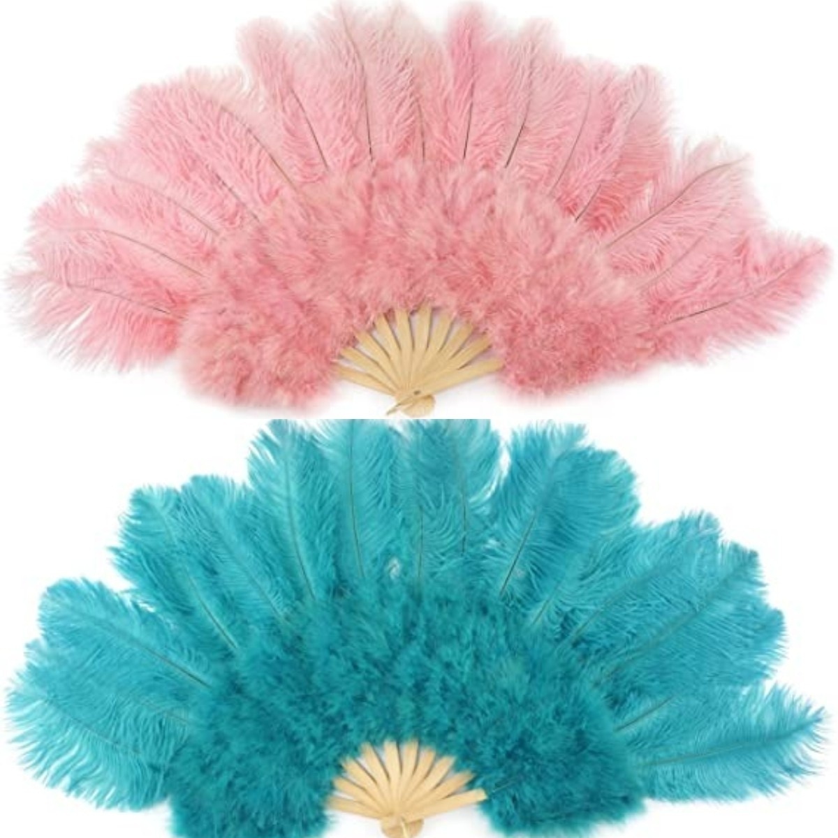 Wholesale  Ostrich Feather Fan Flapper Folding Fan Dance Costume Accessory For Dancer Performance Hot Girl Showing