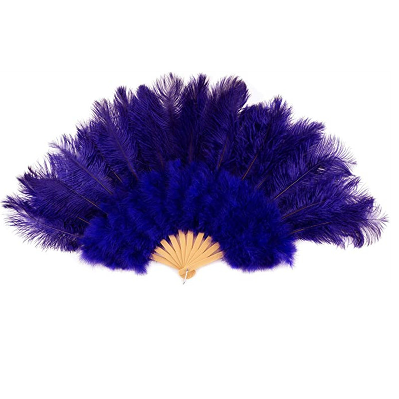 Wholesale  Ostrich Feather Fan Flapper Folding Fan Dance Costume Accessory For Dancer Performance Hot Girl Showing