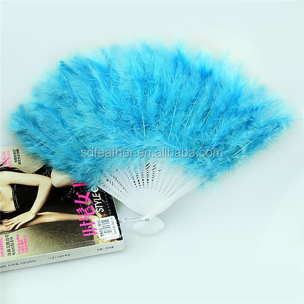 Handmade turkey feather fan ladies fancy dress costume wedding decoration folding fan