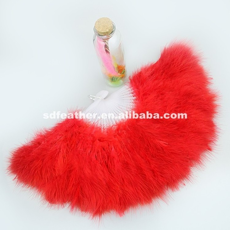 Handmade turkey feather fan ladies fancy dress costume wedding decoration folding fan