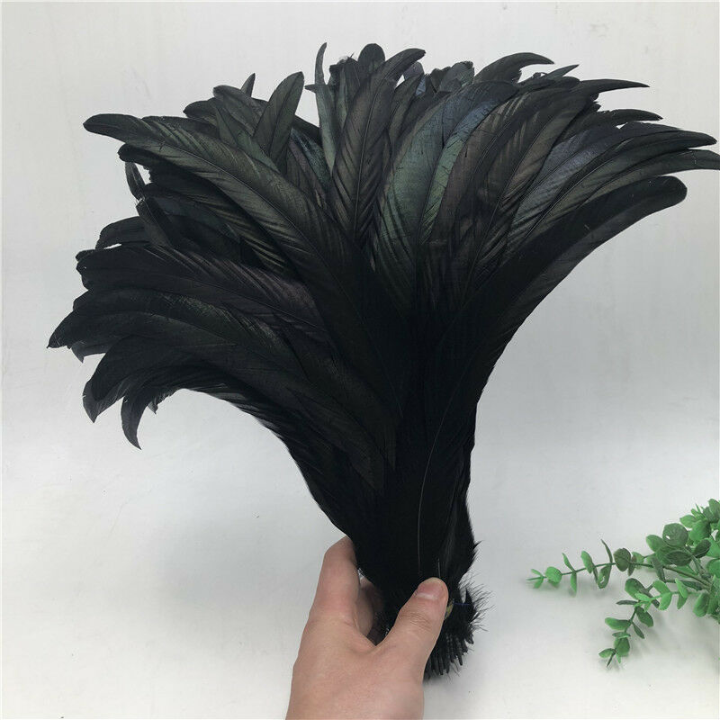 Bulk Price 35-45cm Black Rooster Feathers Wholesale Rooter Coque Tails For Headdress Carnival Backpack Decor