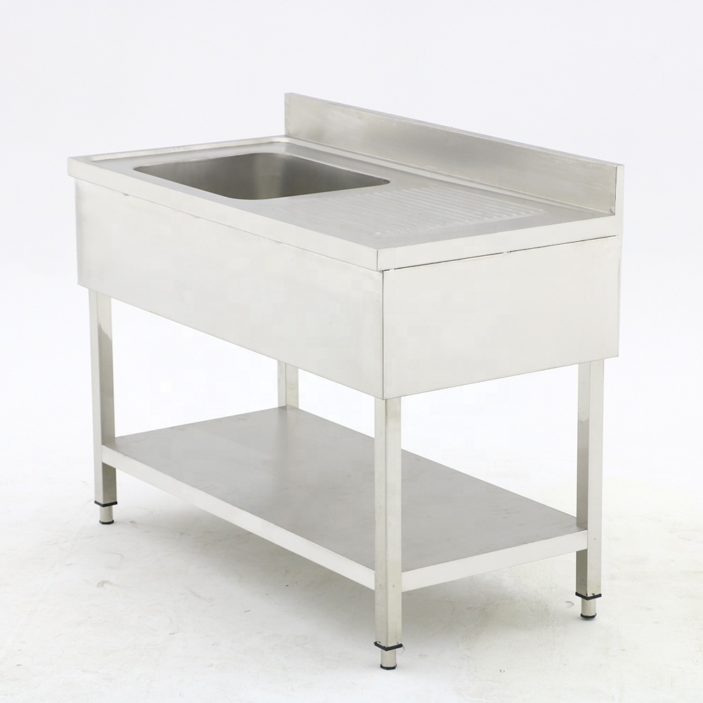 Factory Outlet Kitchen Equipment Commercial Work Table Stainless Steel Fish Cleaning Table With Sink