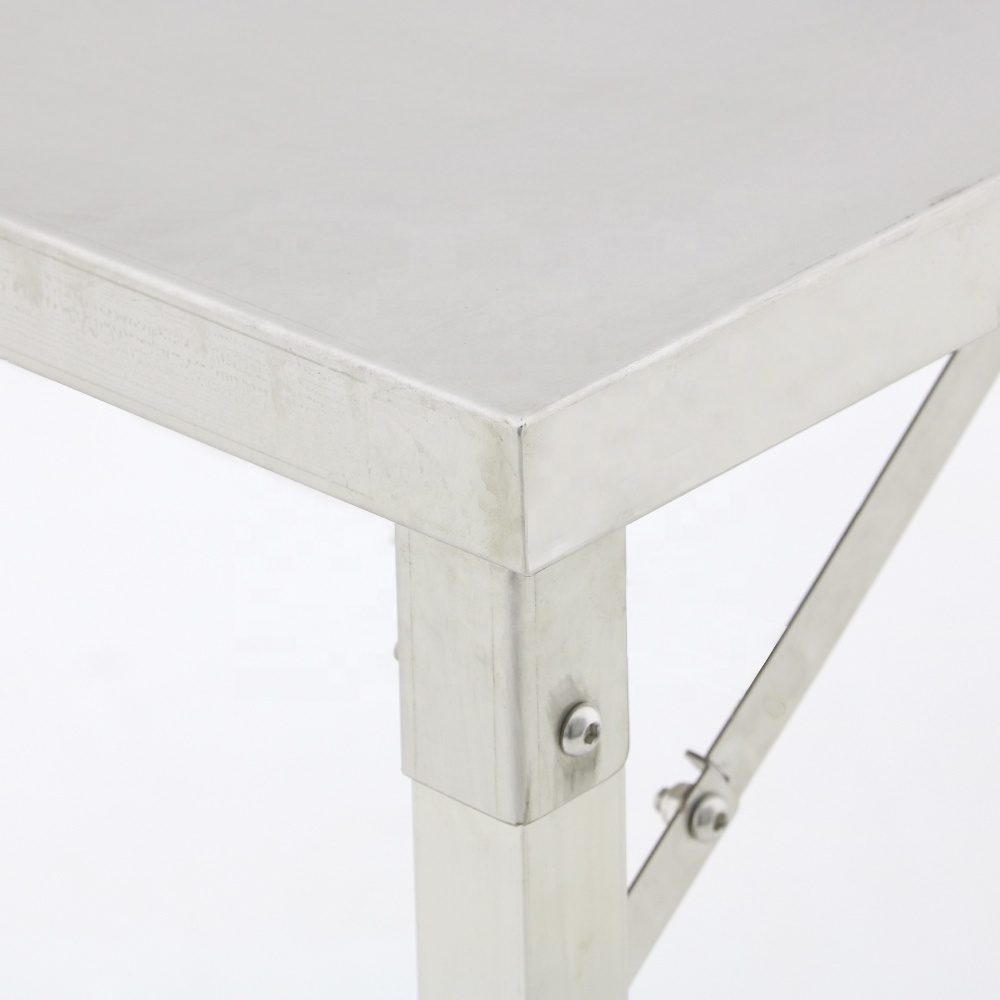 Easy to carry!Stainless steel folding table with lower shelf Outdoor folding table