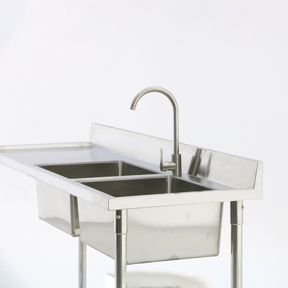 Commercial Stainless Steel Double Bowl Kitchen Washing Sink Table China Manufacturer/Catering Portable Sink