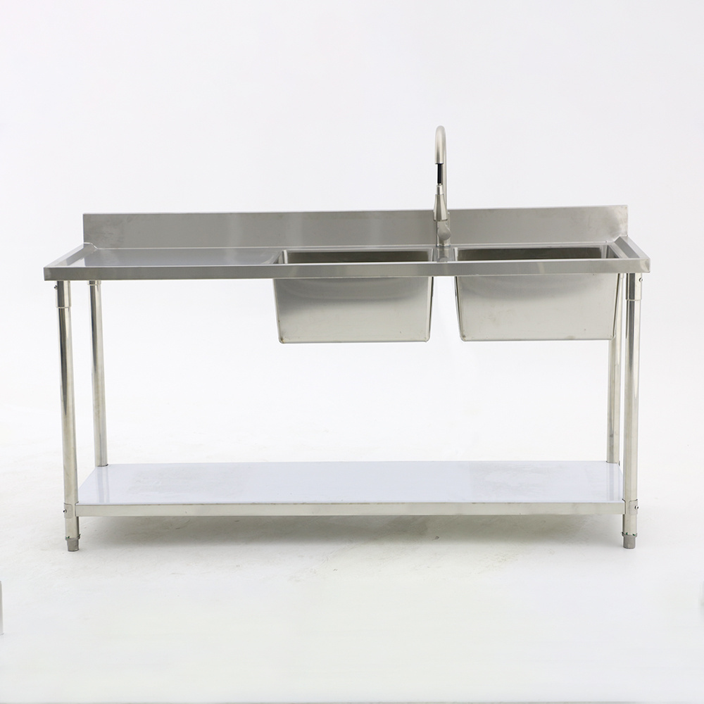 Commercial Stainless Steel Double Bowl Kitchen Washing Sink Table China Manufacturer/Catering Portable Sink