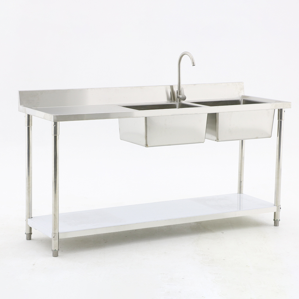 Commercial Stainless Steel Double Bowl Kitchen Washing Sink Table China Manufacturer/Catering Portable Sink