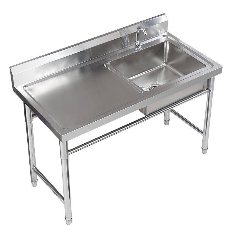 High quality stainless steel sink Kitchen equipment sink with drainboard 304/201 stainless steel sink double bowl