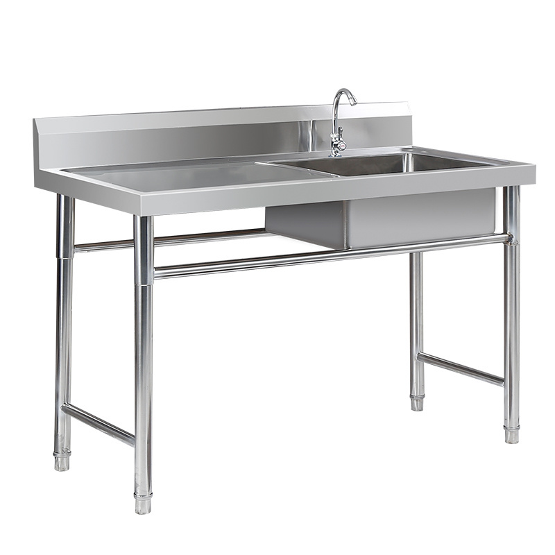 High quality stainless steel sink Kitchen equipment sink with drainboard 304/201 stainless steel sink double bowl