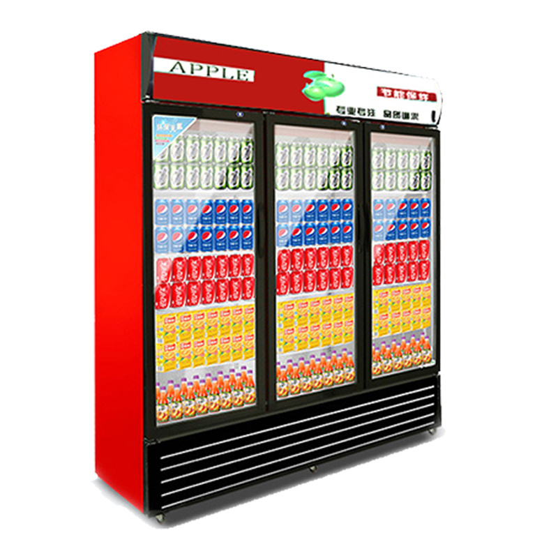 High quality Two Section Glass Door Freezer commercial beverage showcase refrigerator beer display cabinets