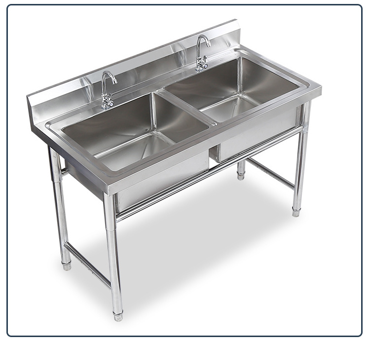 Hotel restaurant kitchen equipment free standing heavy duty Single double bowl Stainless steel sink