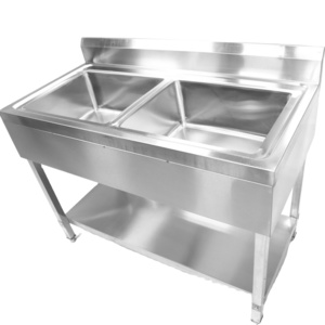 Hotel restaurant kitchen equipment free standing heavy duty Single double bowl Stainless steel sink