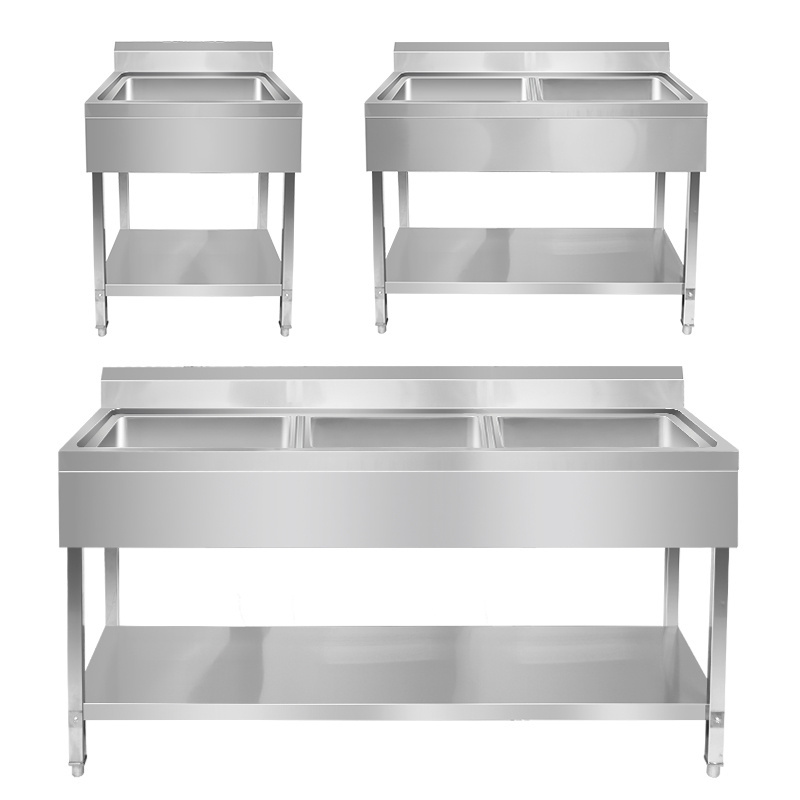 Hotel restaurant kitchen equipment free standing heavy duty Single double bowl Stainless steel sink