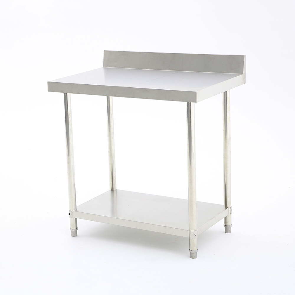 Catering Equipment Kitchen Corner Bench Work Preparation Table For Restaurant Stainless Steel With 3 Layers With Wheels