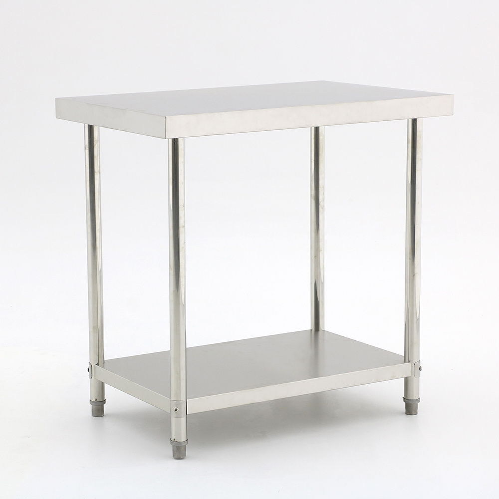 Catering Equipment Kitchen Corner Bench Work Preparation Table For Restaurant Stainless Steel With 3 Layers With Wheels