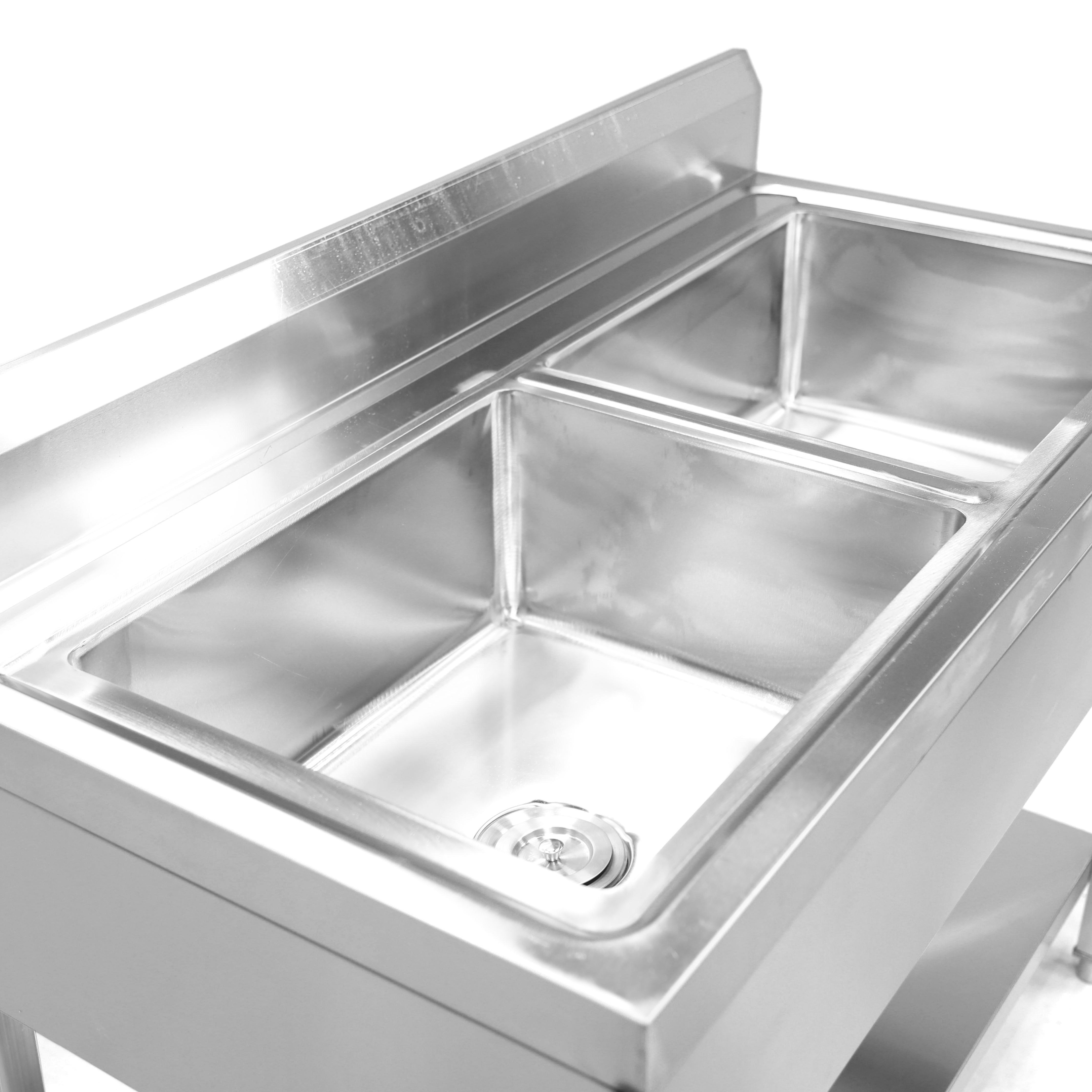 Hotel restaurant kitchen equipment free standing heavy duty Single double bowl Stainless steel sink