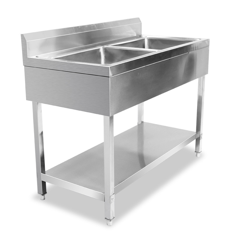 High Quality 201/304 Stainless Steel Commercial sink Custom Kitchen freestanding Equipment Durable Sink 1.5m