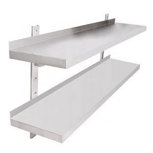 Stainless Steel Shelves For Shopping Malls And Supermarkets Double Layer Wall Shelf