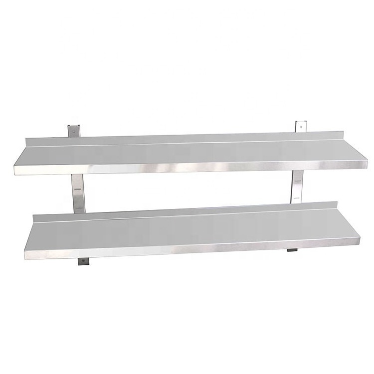 Stainless Steel Shelves For Shopping Malls And Supermarkets Double Layer Wall Shelf