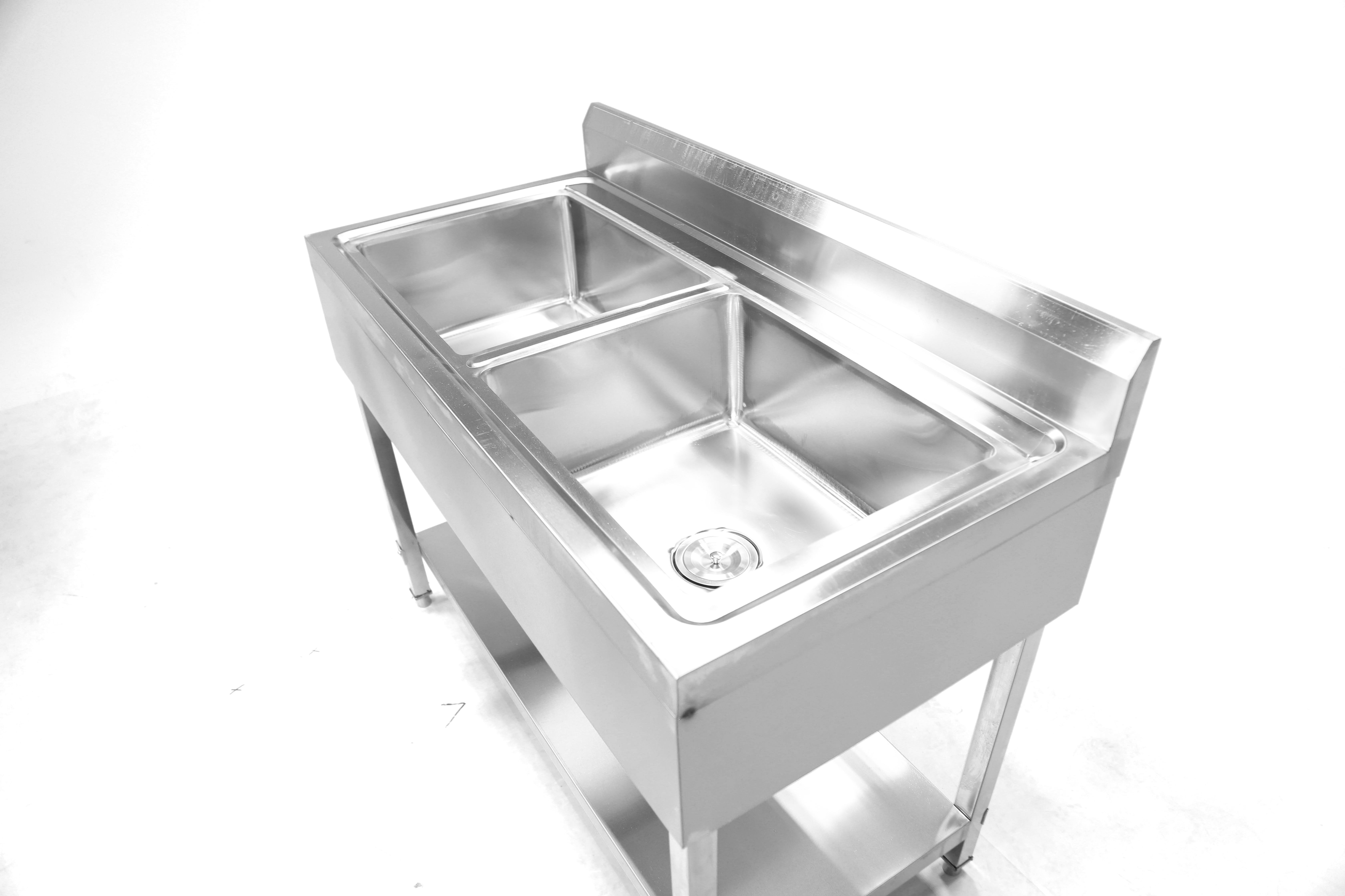 Hotel restaurant kitchen equipment free standing heavy duty Single double bowl Stainless steel sink