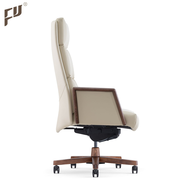 China Foshan Office Furniture Modern Style Executive Chairs Itallian Leather Wood Office Chair For Office Building