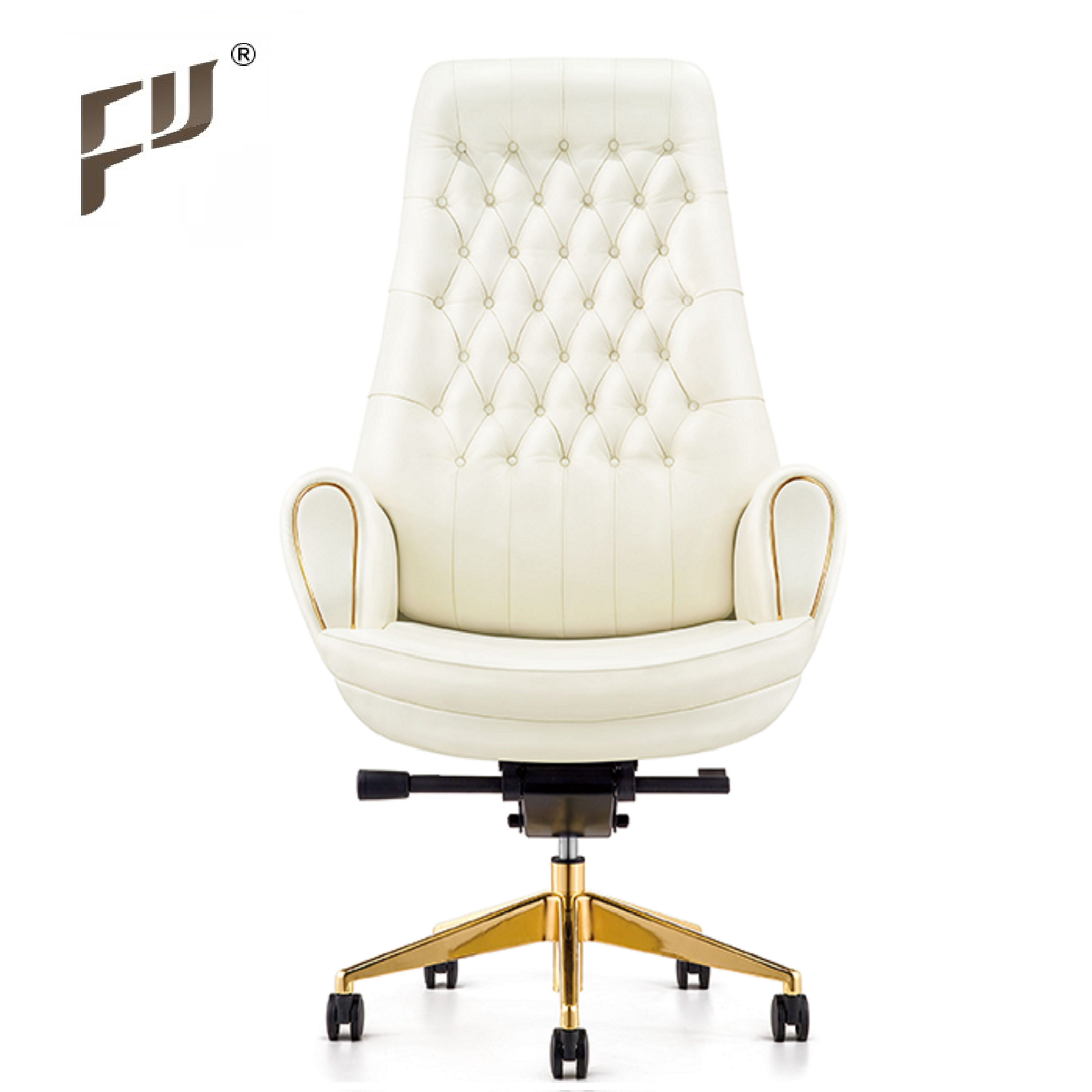 FURICCO High Class Luxury Executive Leather Boss Office Chair With Wooden Wheel Base