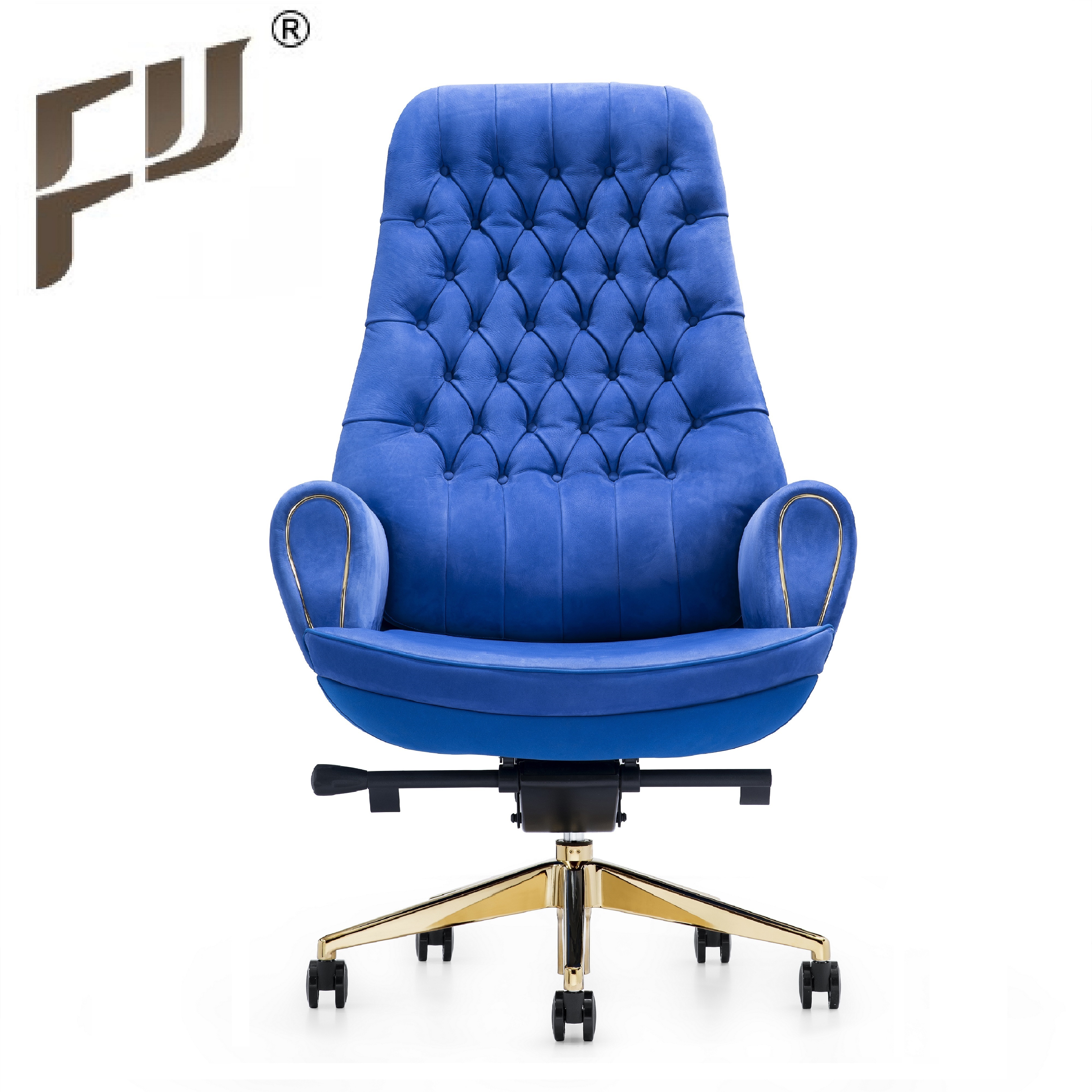 FURICCO High Class Luxury Executive Leather Boss Office Chair With Wooden Wheel Base