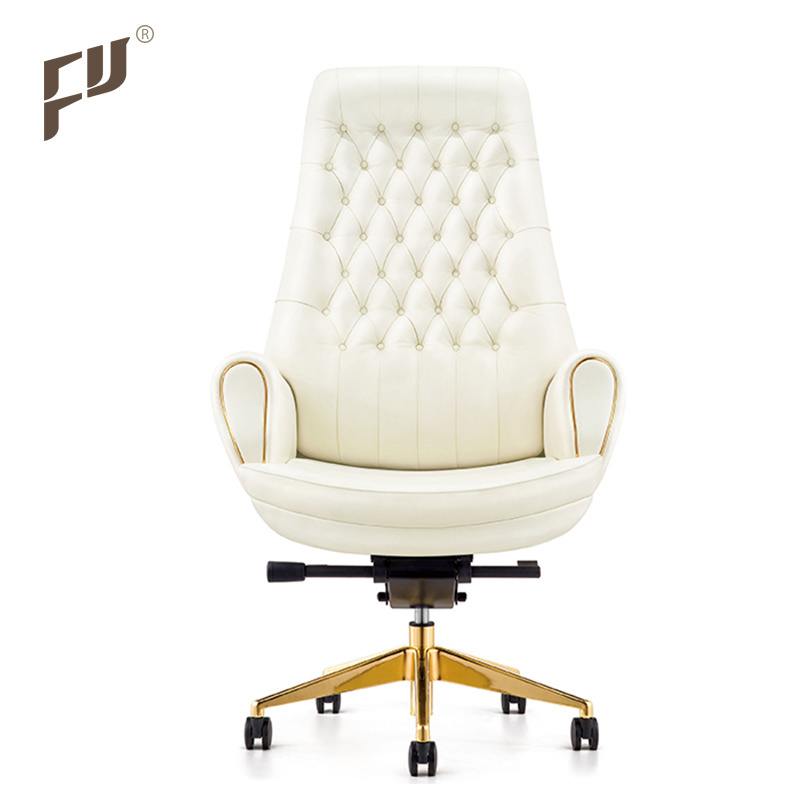 FURICCO High Class Luxury Executive Leather Boss Office Chair With Wooden Wheel Base